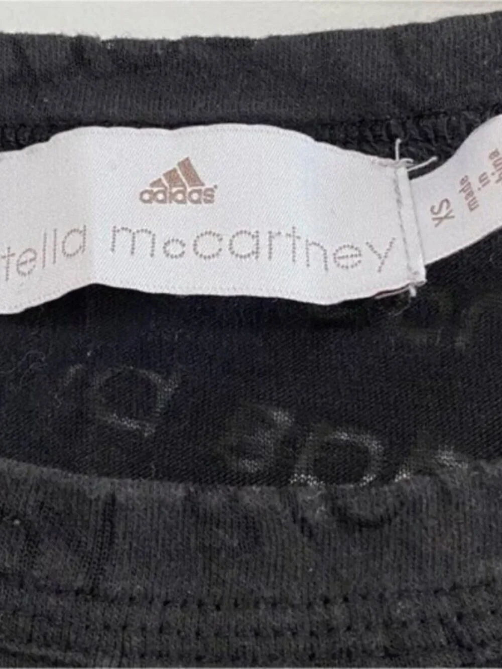 Adidas Stella McCartney T Shirt Black Logo Spell Out Crewneck Womens Boxy XS - Picture 3 of 6